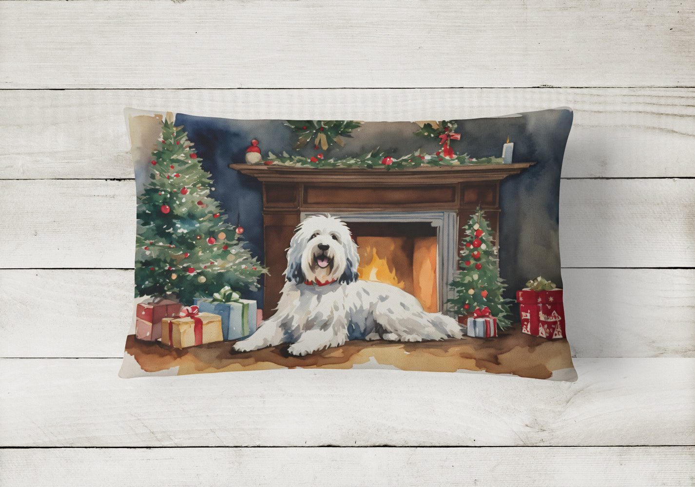 Buy this Old English Sheepdog Cozy Christmas Throw Pillow