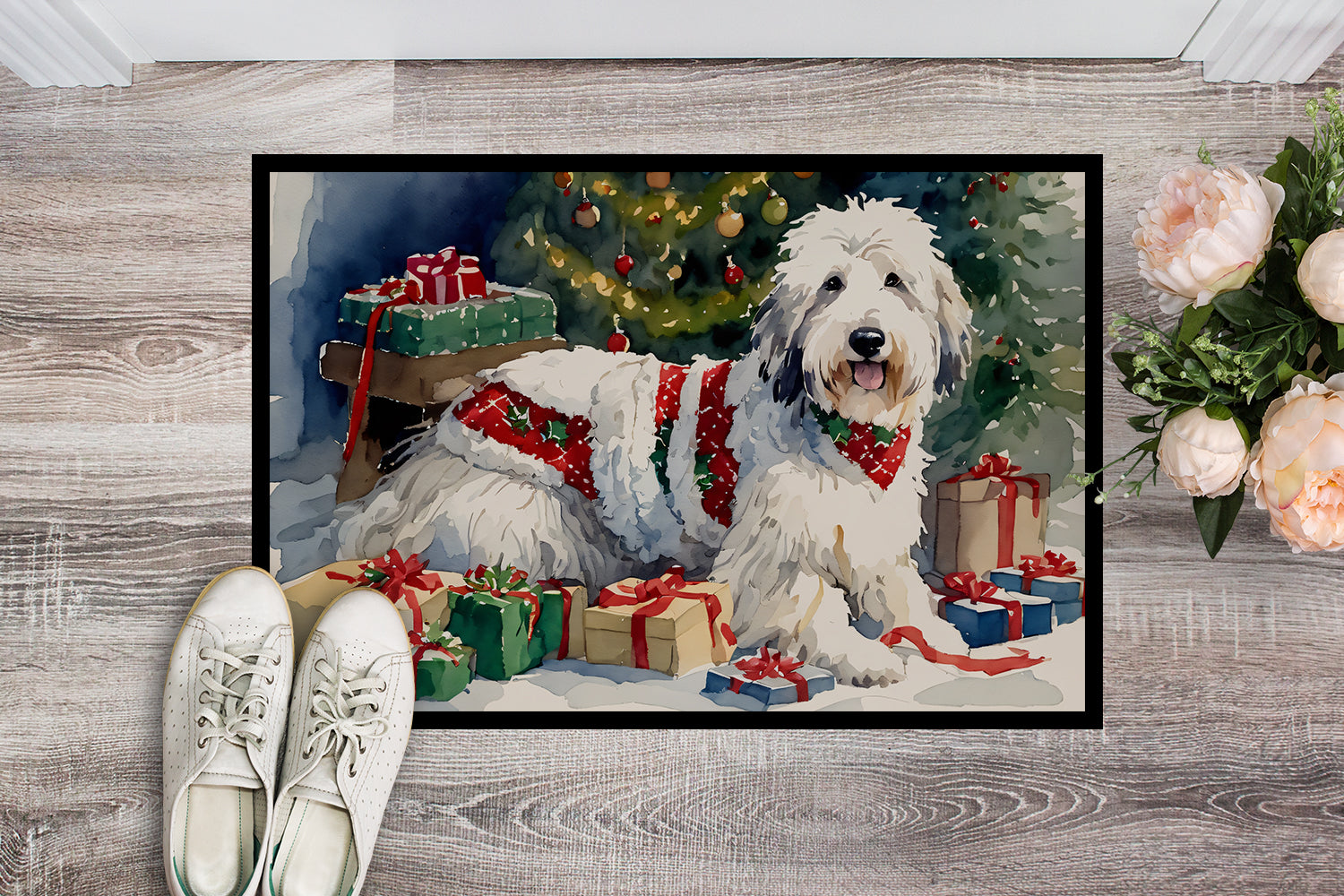 Buy this Old English Sheepdog Cozy Christmas Doormat