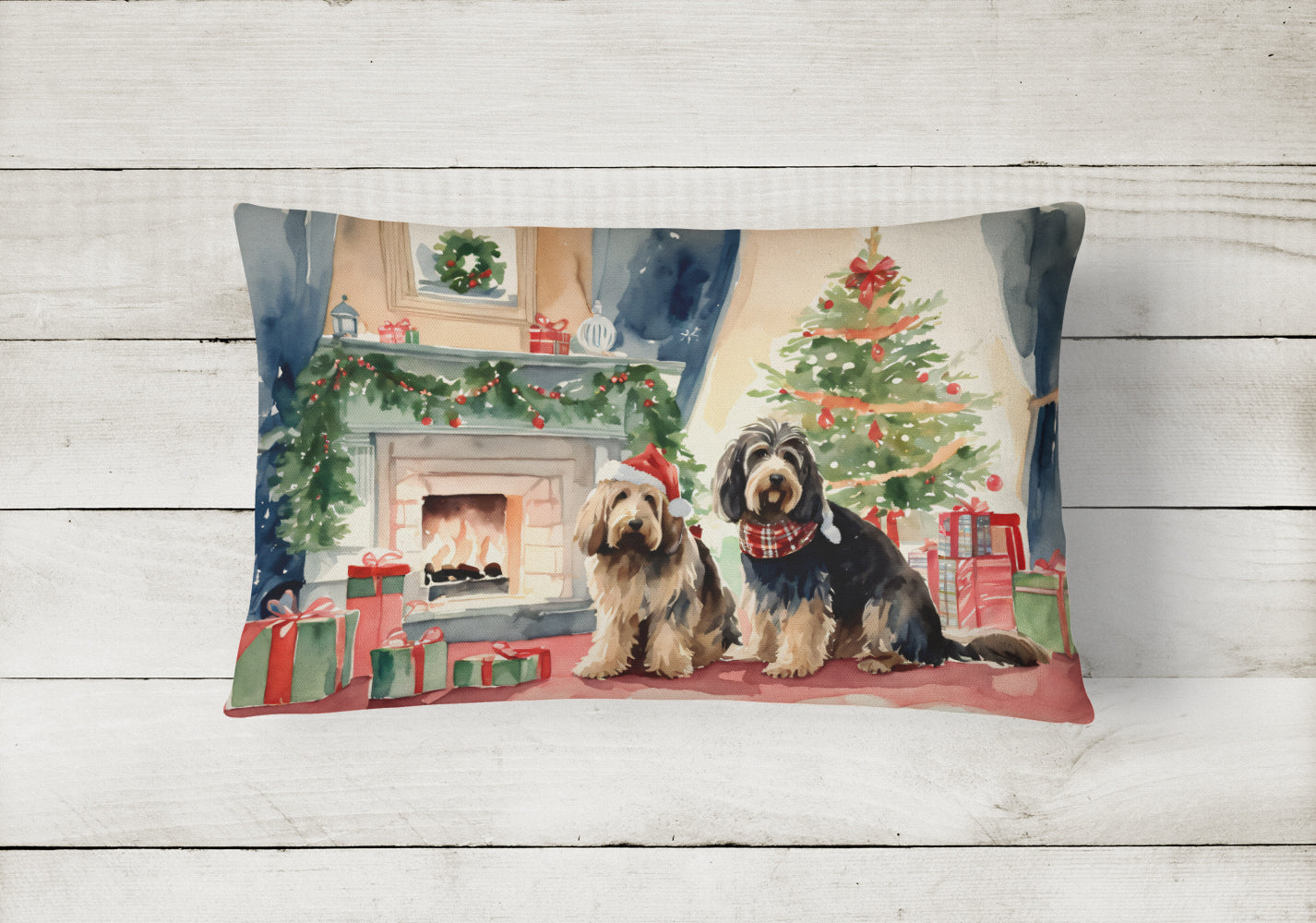 Otterhound Cozy Christmas Throw Pillow