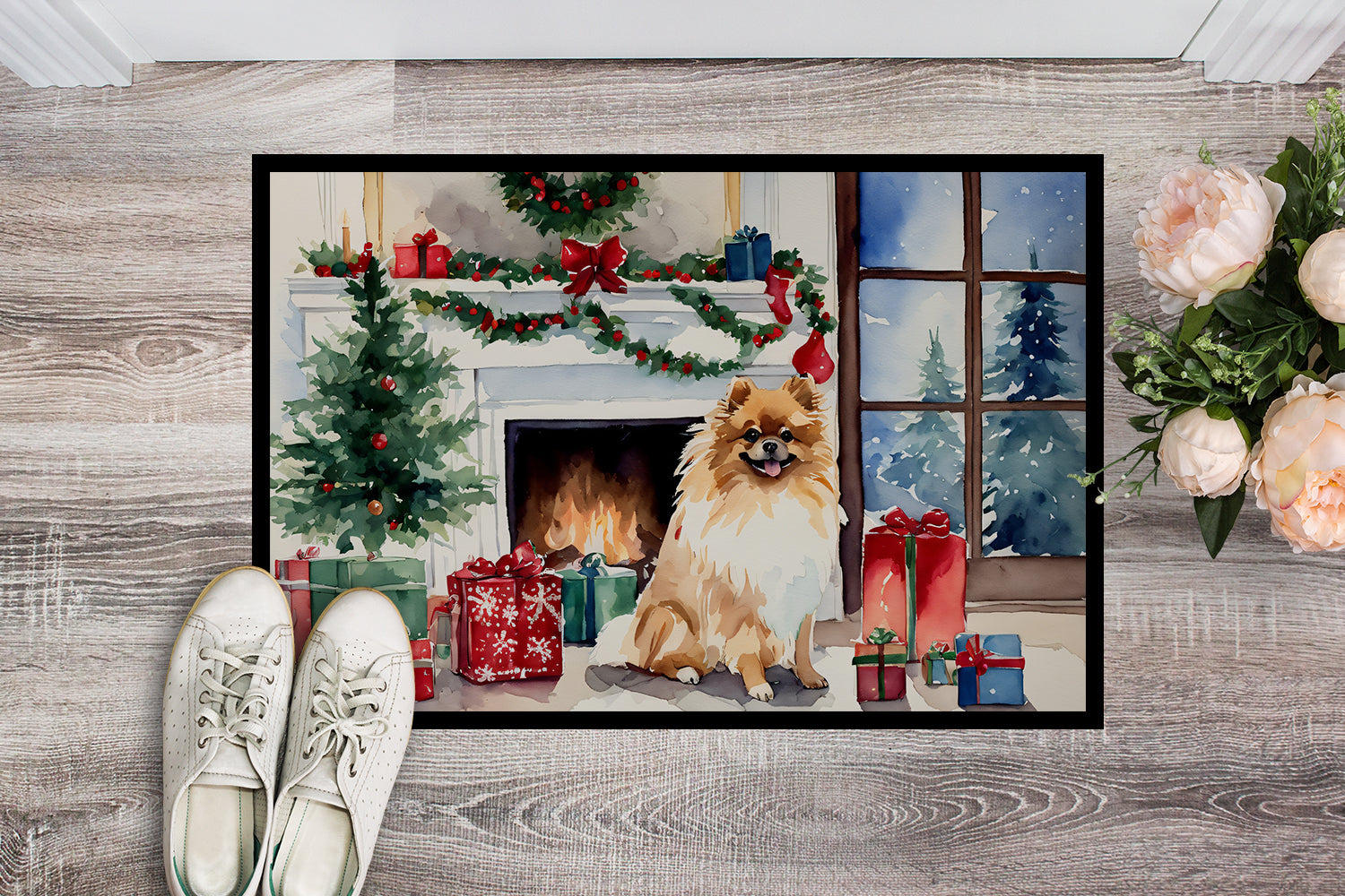 Pomeranian Cozy Christmas Doormat