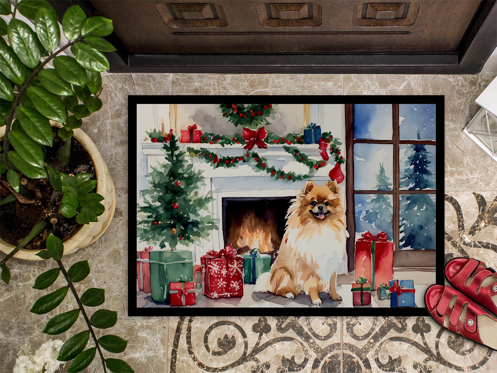 Pomeranian Cozy Christmas Doormat