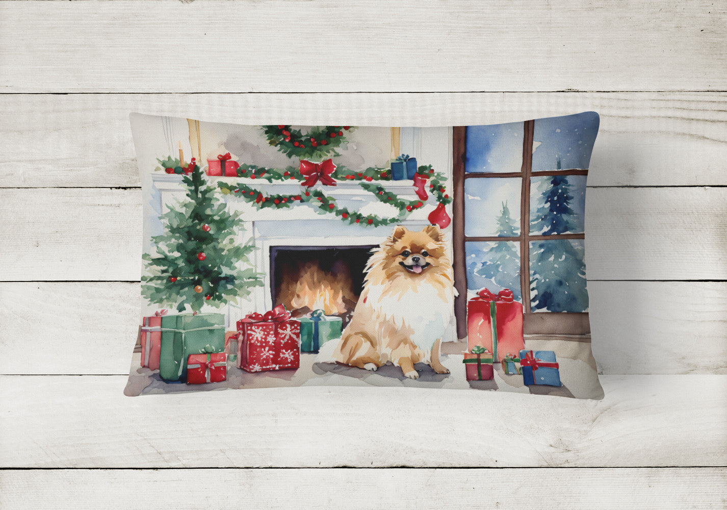 Pomeranian Cozy Christmas Throw Pillow