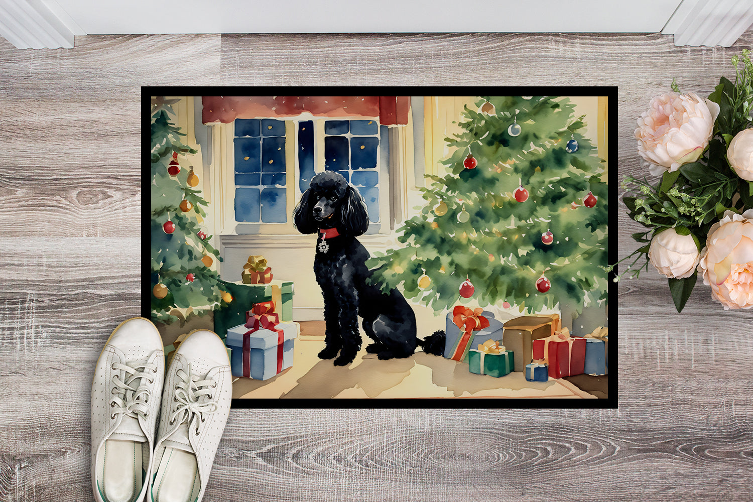 Poodle Cozy Christmas Doormat