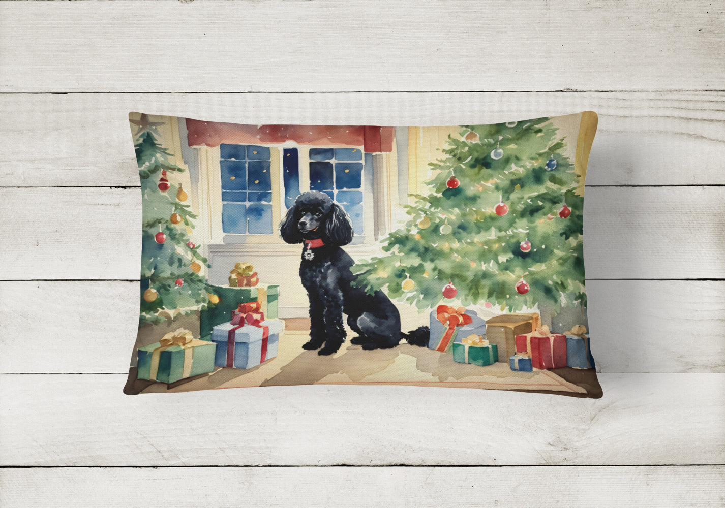 Buy this Poodle Cozy Christmas Throw Pillow