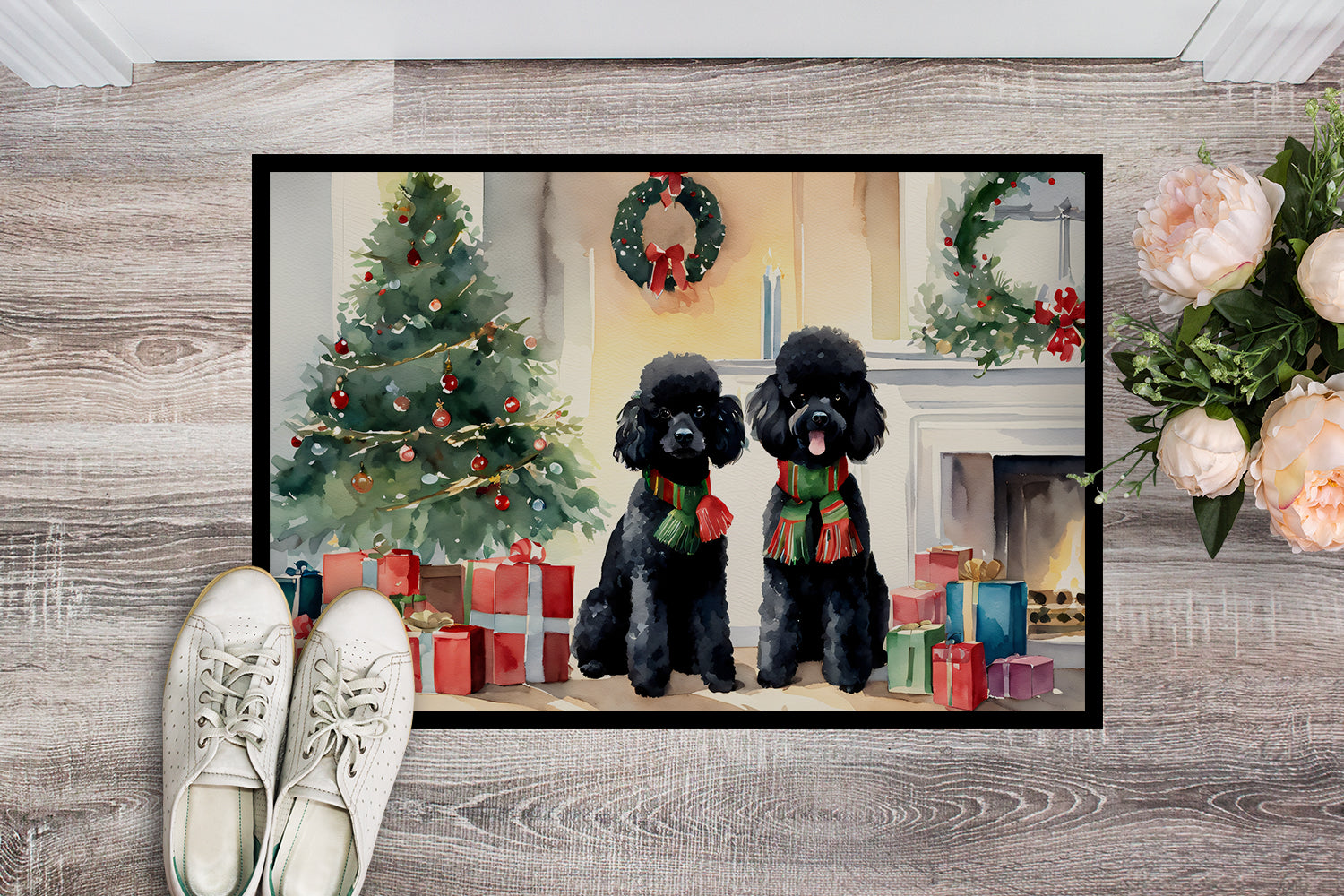 Poodle Cozy Christmas Doormat