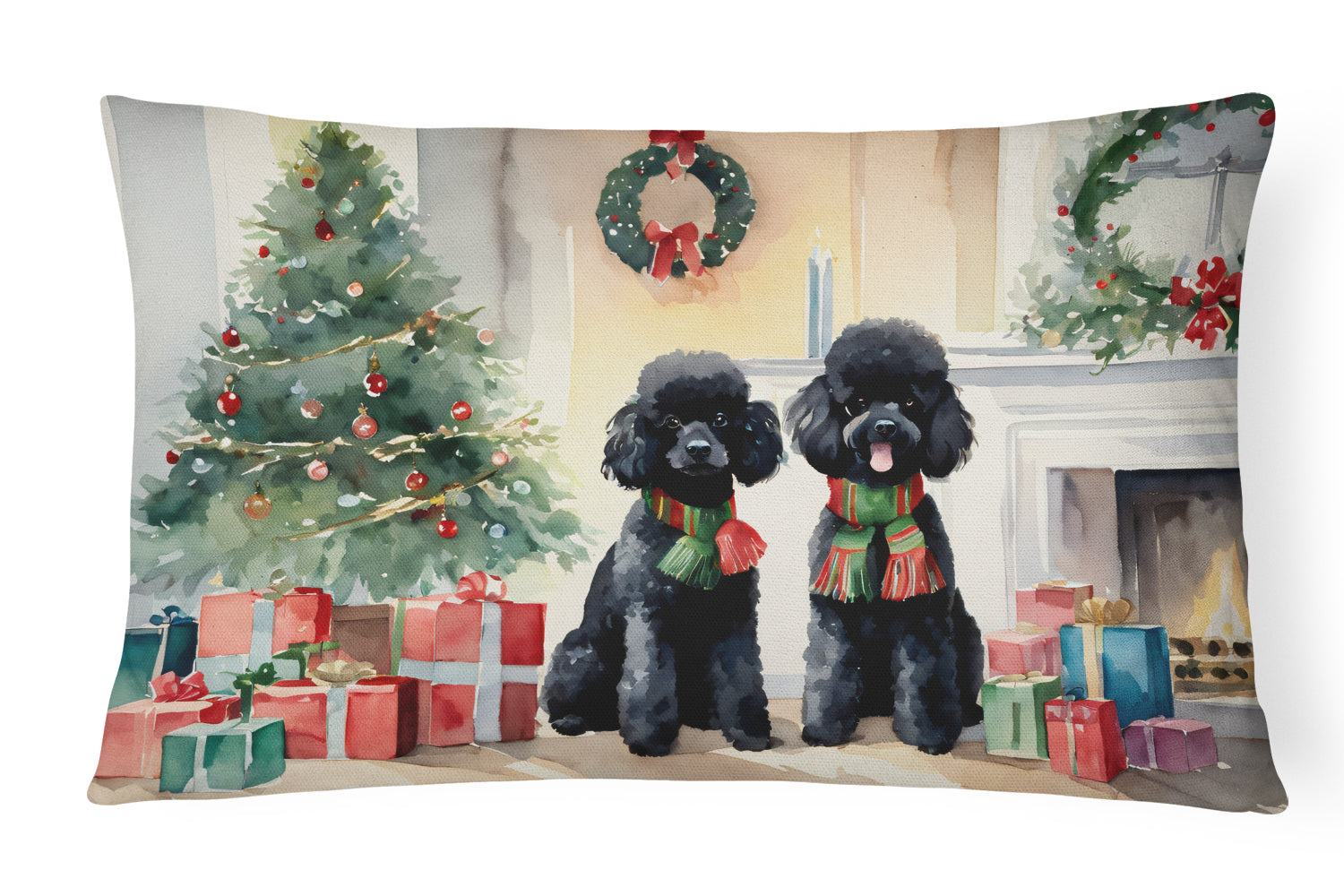 Buy this Poodle Cozy Christmas Throw Pillow