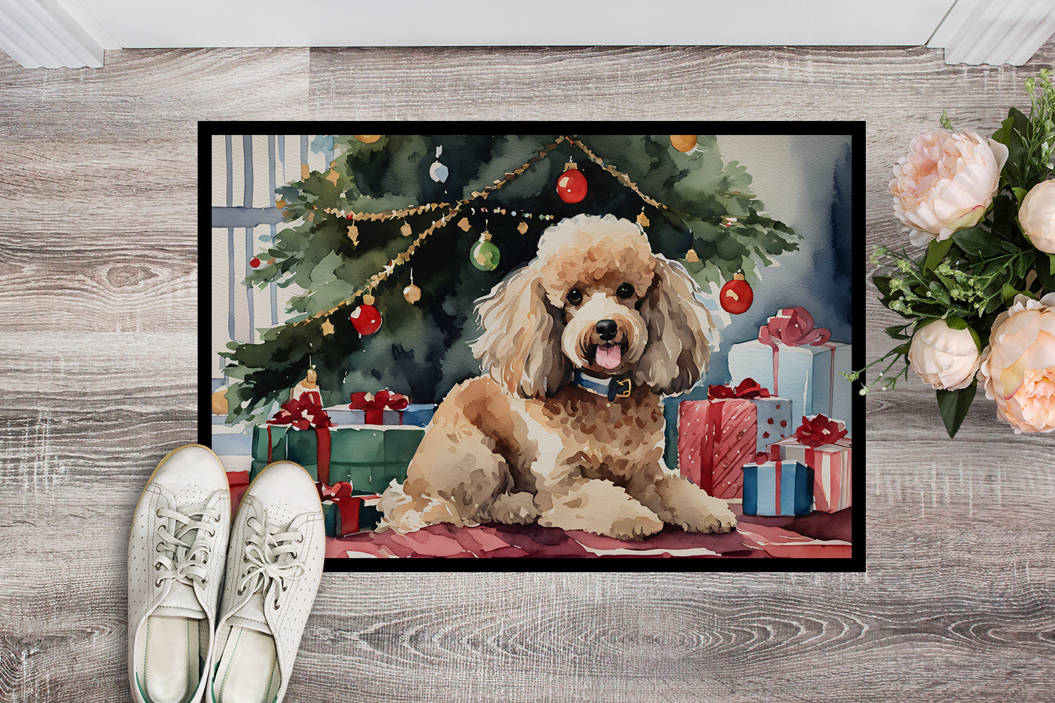 Poodle Cozy Christmas Doormat