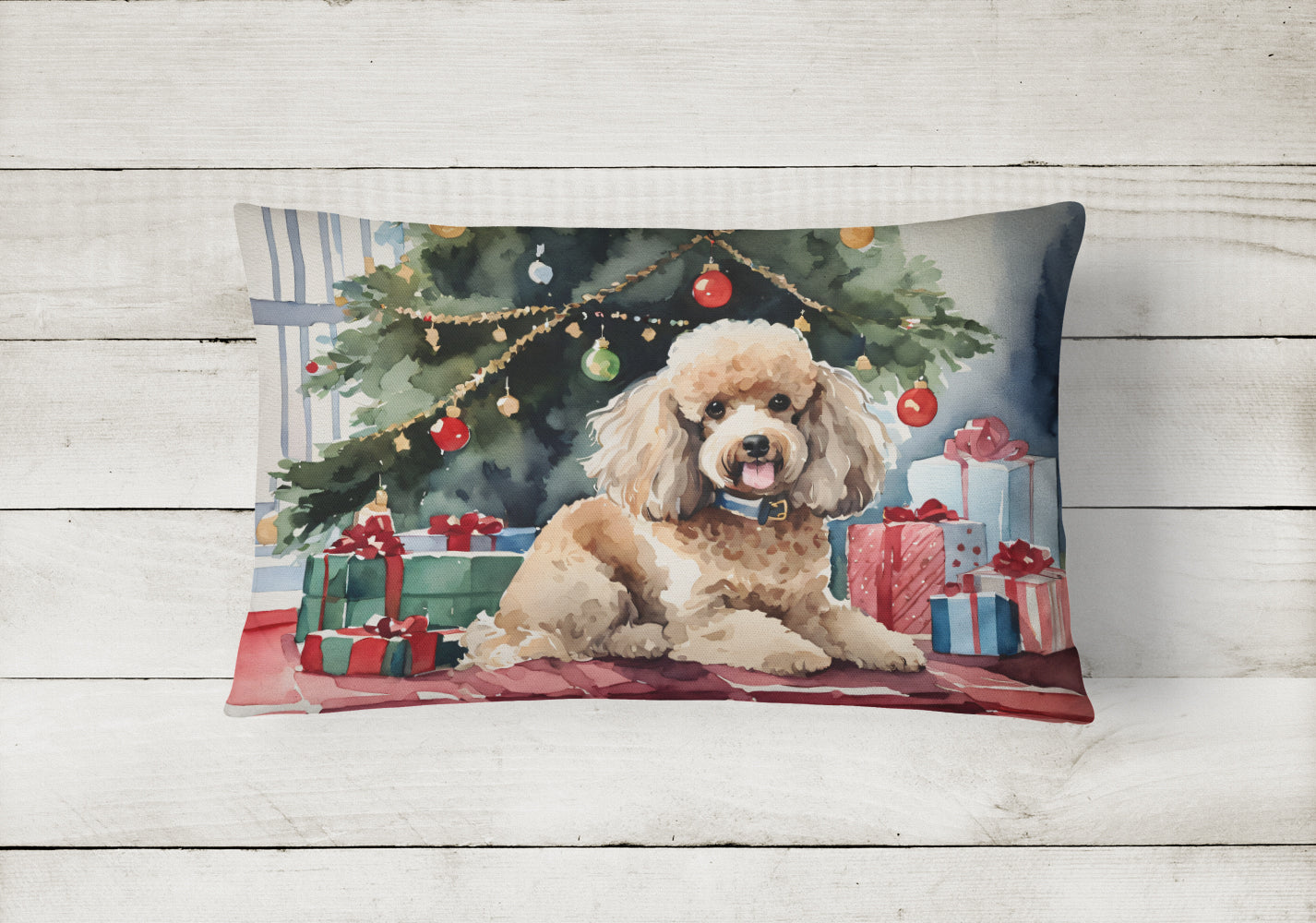 Buy this Poodle Cozy Christmas Throw Pillow