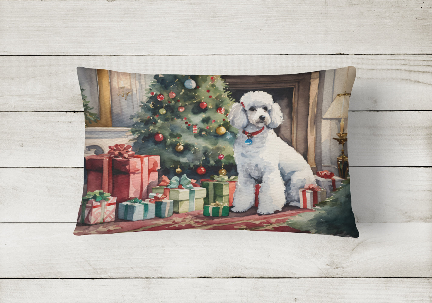 Buy this Poodle Cozy Christmas Throw Pillow