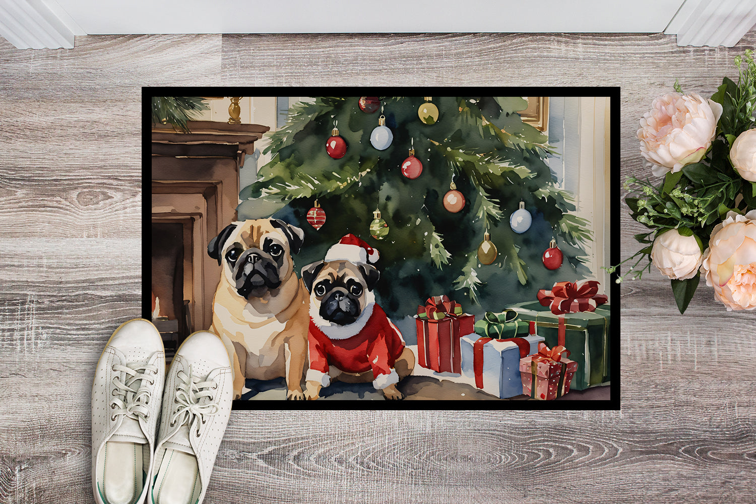 Buy this Pug Cozy Christmas Doormat