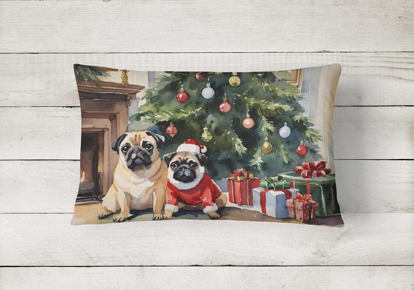 Pug Cozy Christmas Throw Pillow
