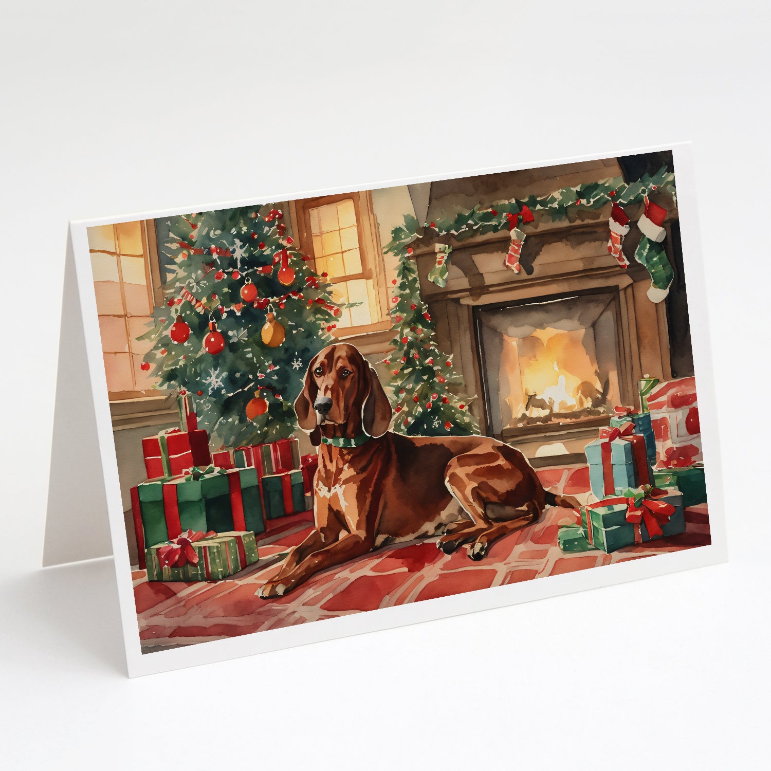 Buy this Redbone Coonhound Cozy Christmas Greeting Cards Pack of 8