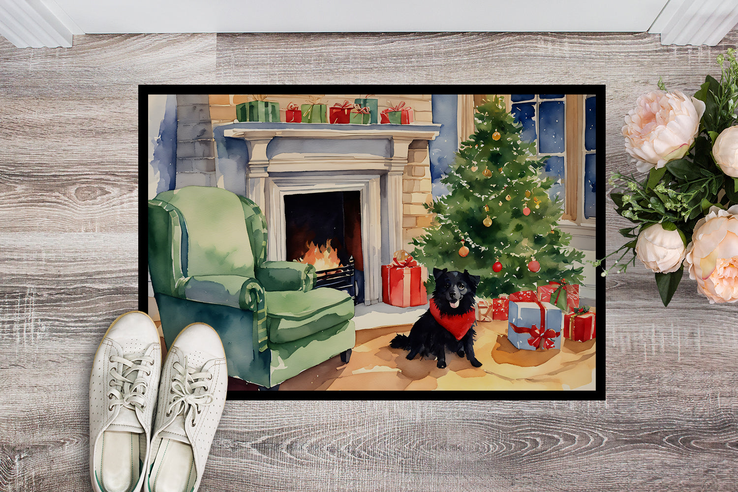 Schipperke Cozy Christmas Doormat