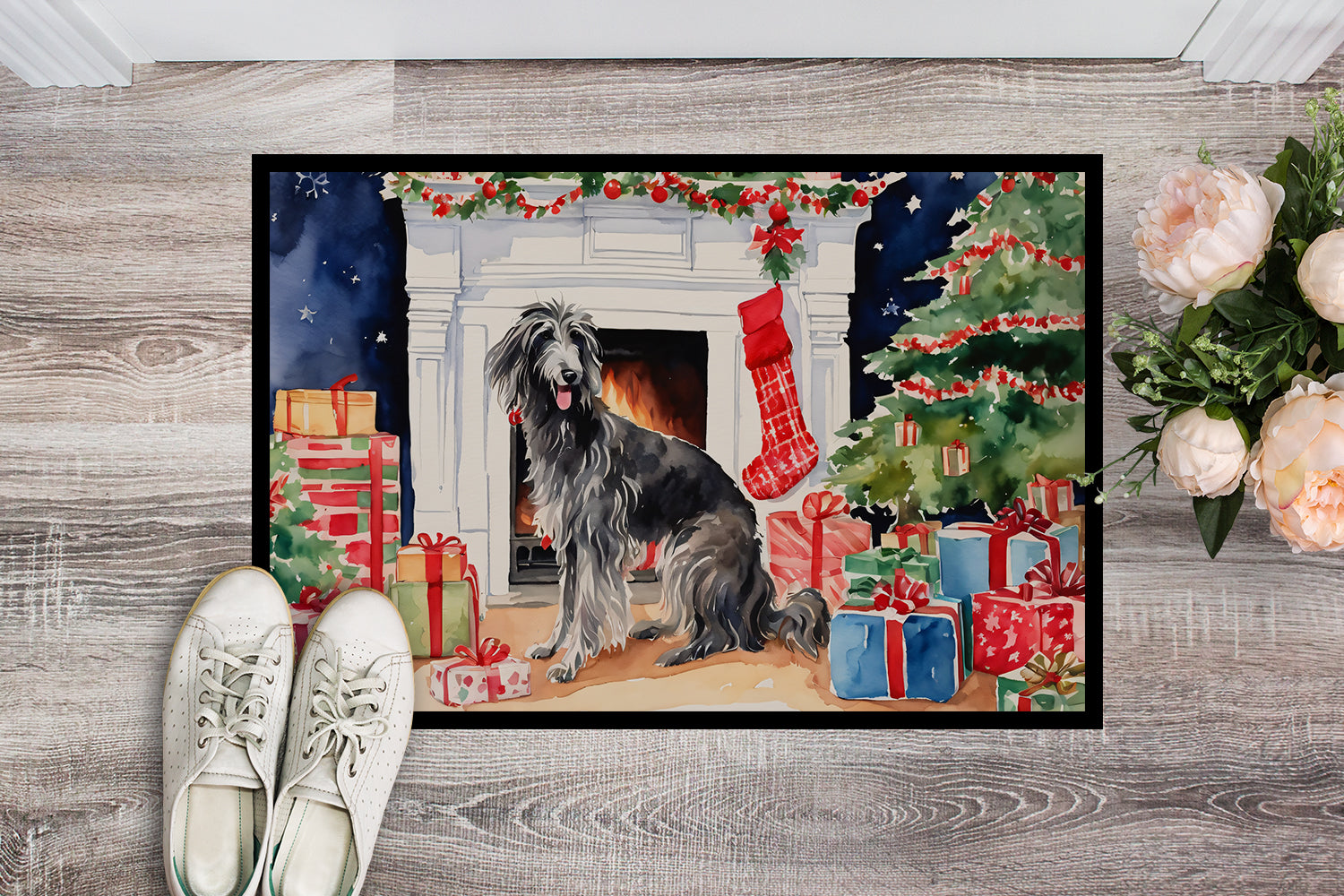 Buy this Scottish Deerhound Cozy Christmas Doormat