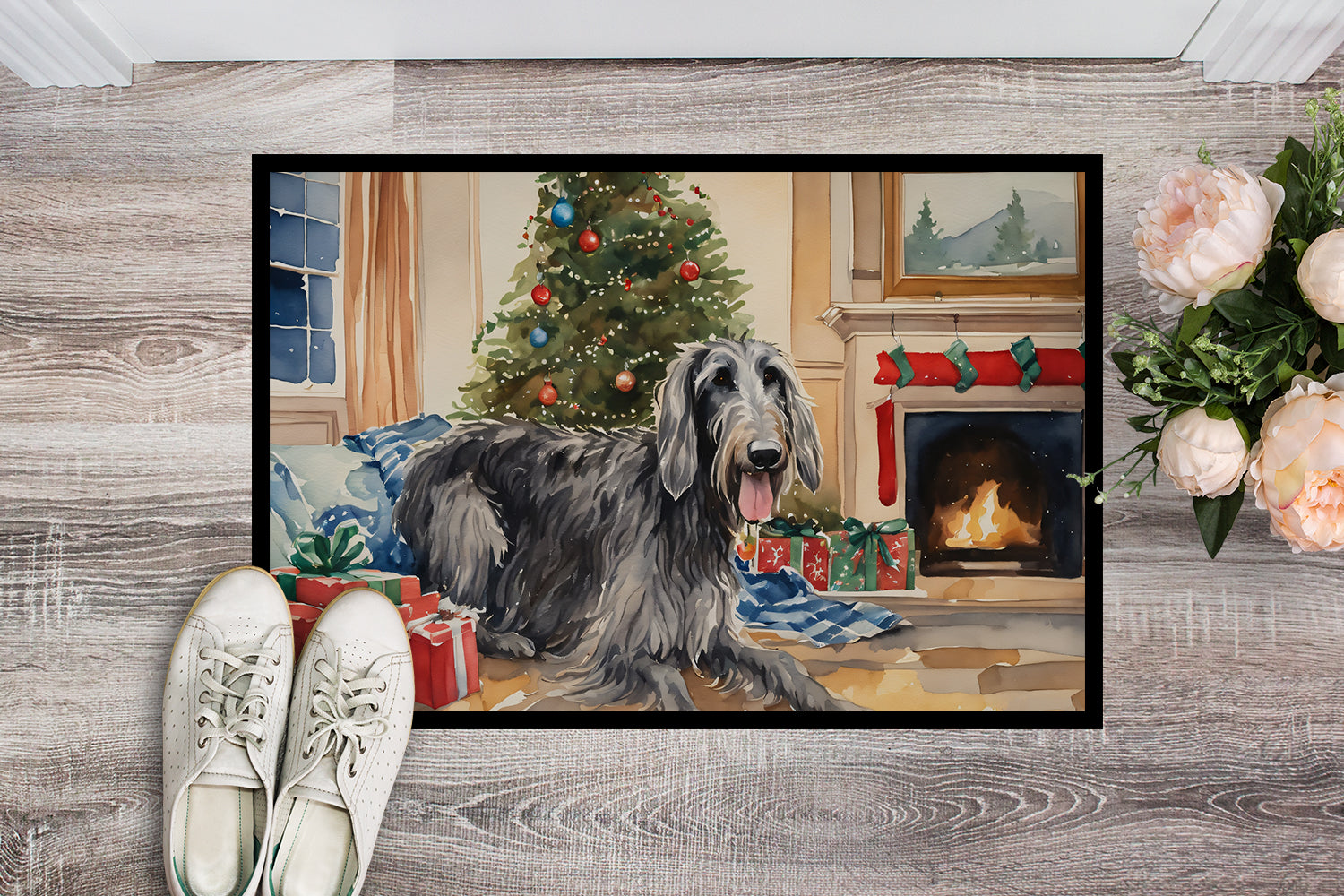 Buy this Scottish Deerhound Cozy Christmas Doormat