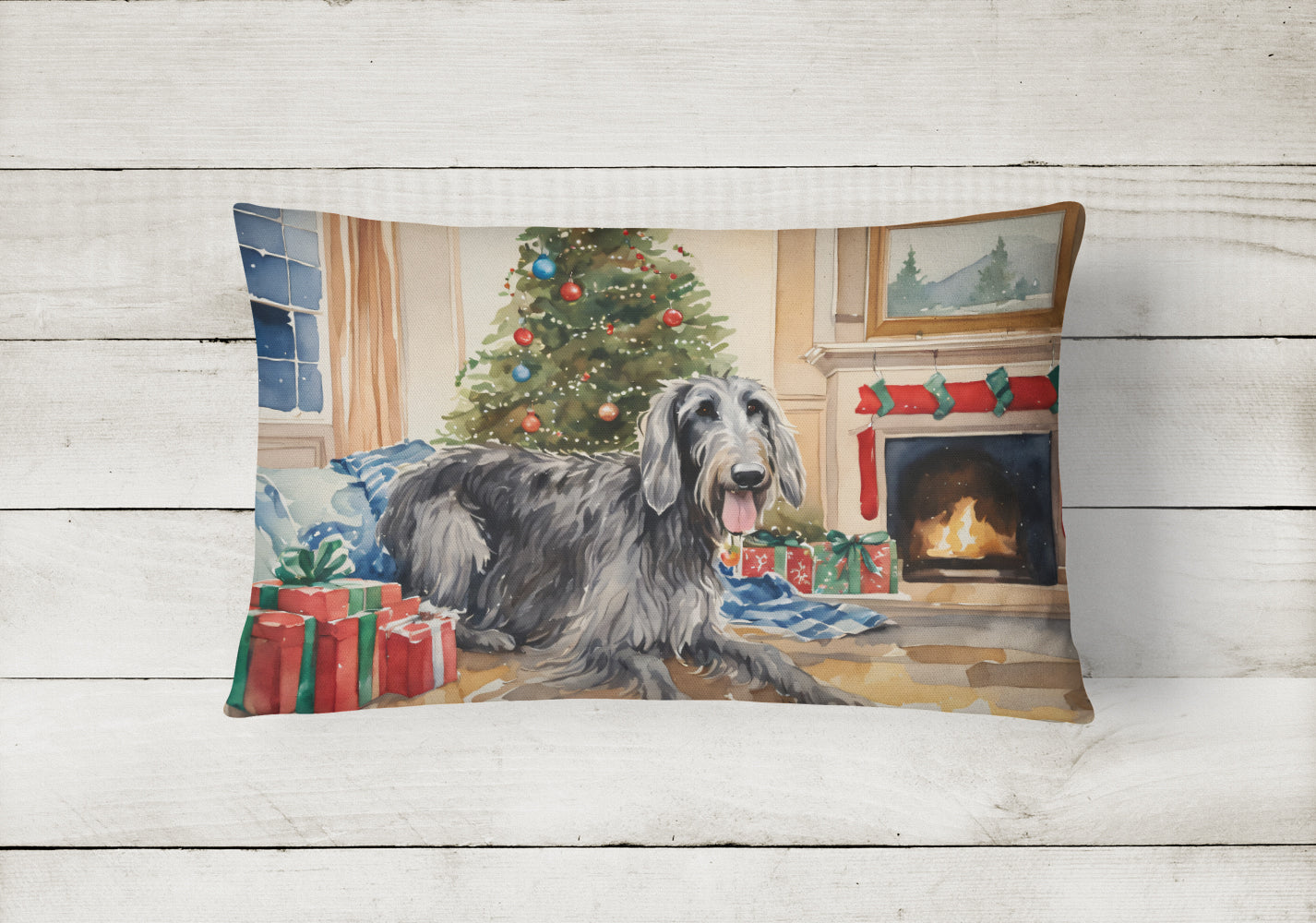 Buy this Scottish Deerhound Cozy Christmas Throw Pillow