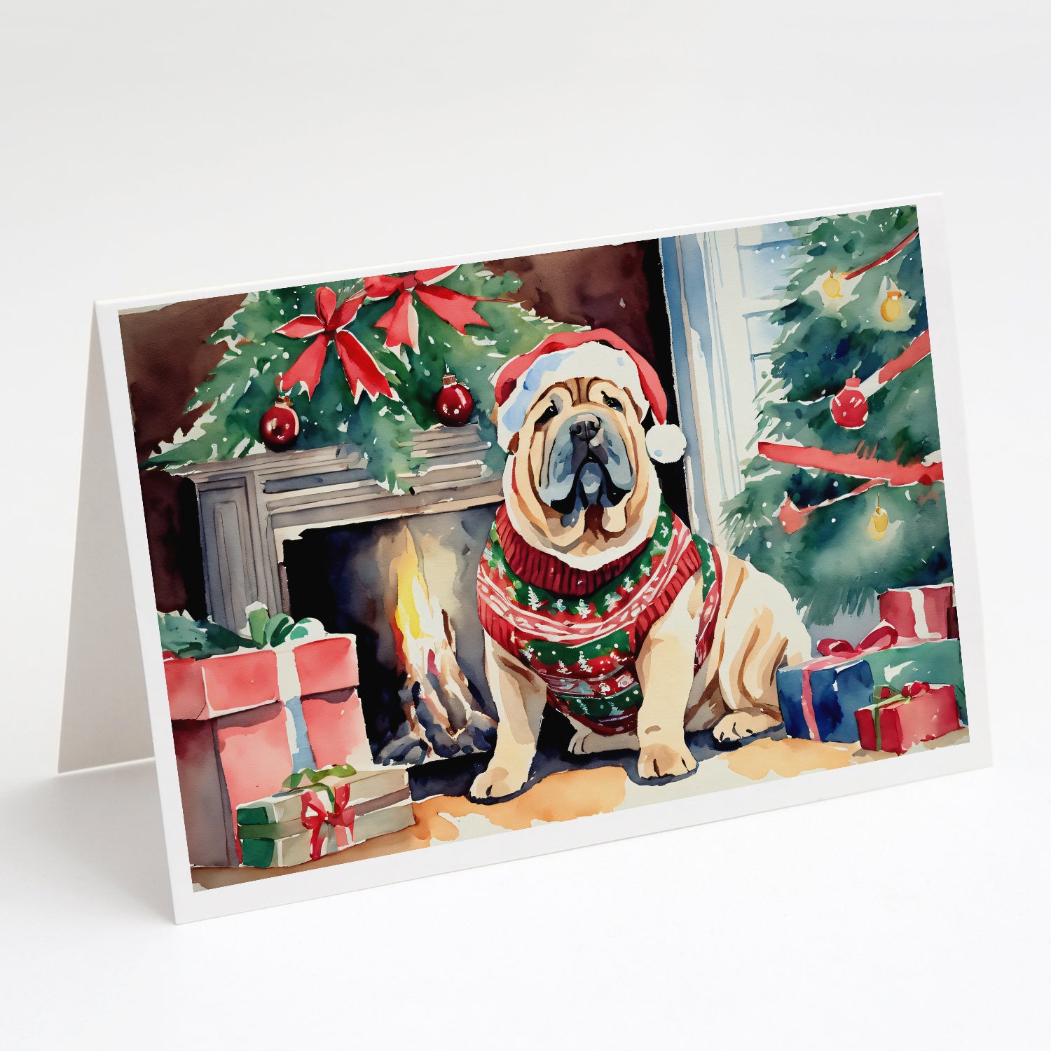 Buy this Shar Pei Cozy Christmas Greeting Cards Pack of 8