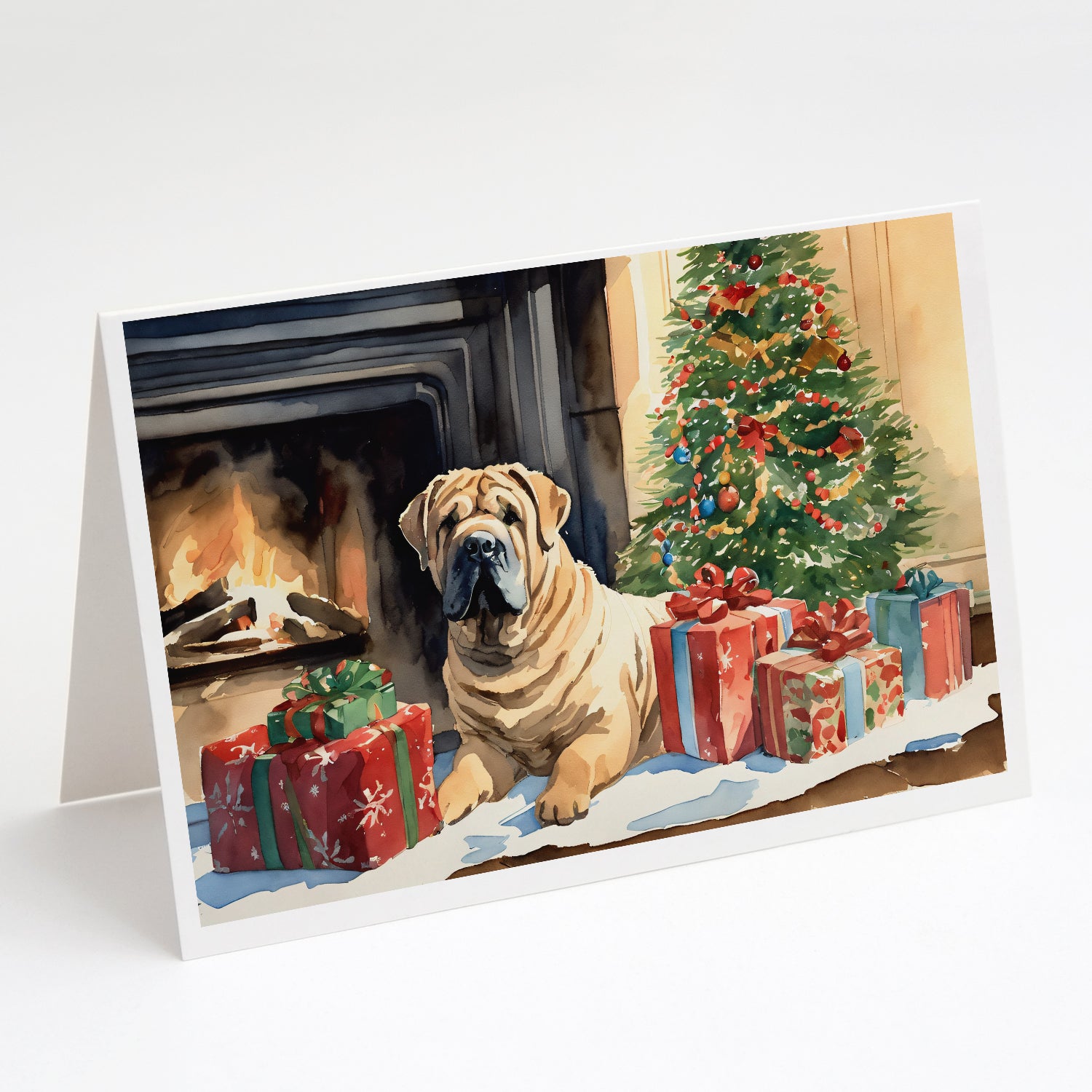 Buy this Shar Pei Cozy Christmas Greeting Cards Pack of 8