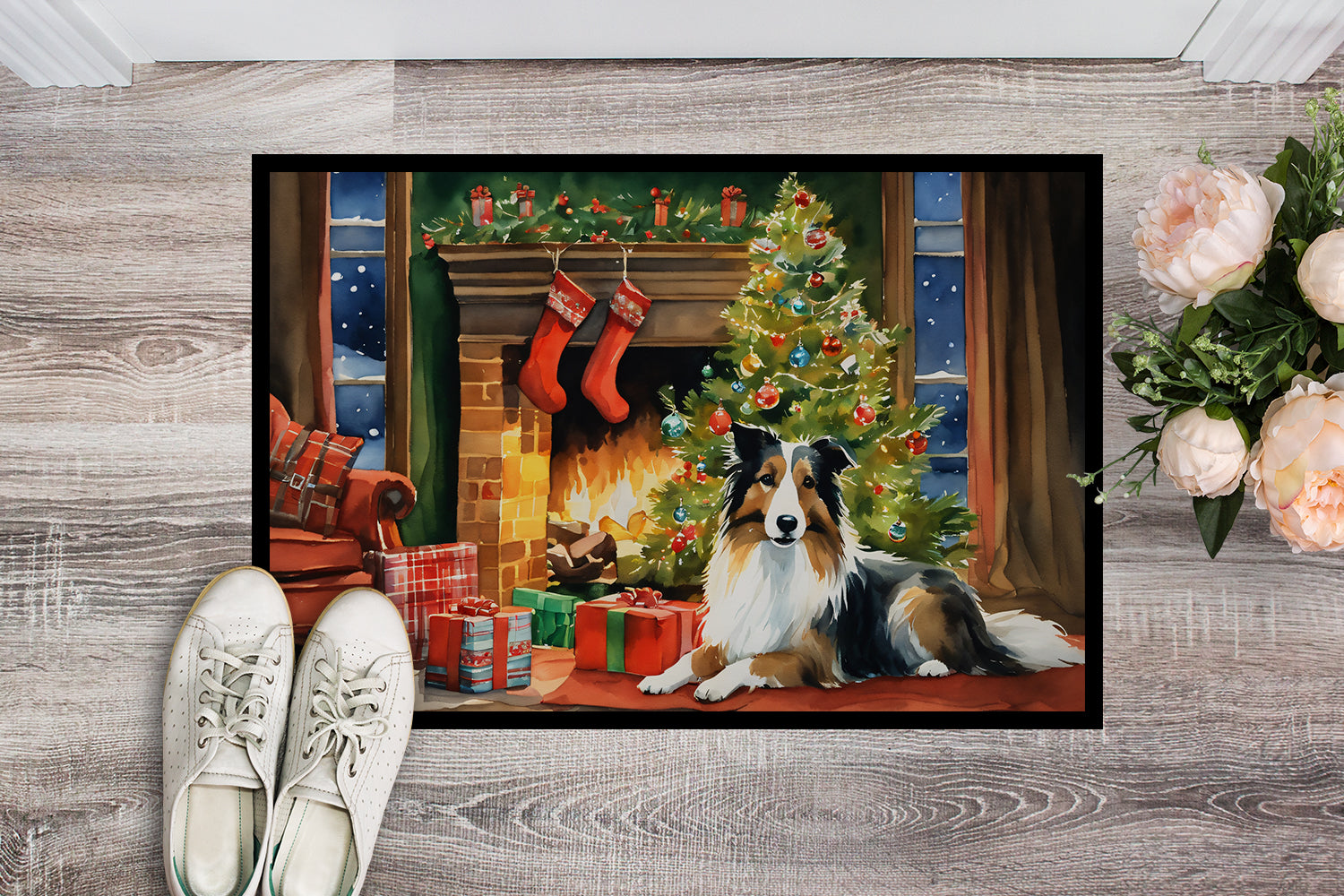 Buy this Sheltie Cozy Christmas Doormat