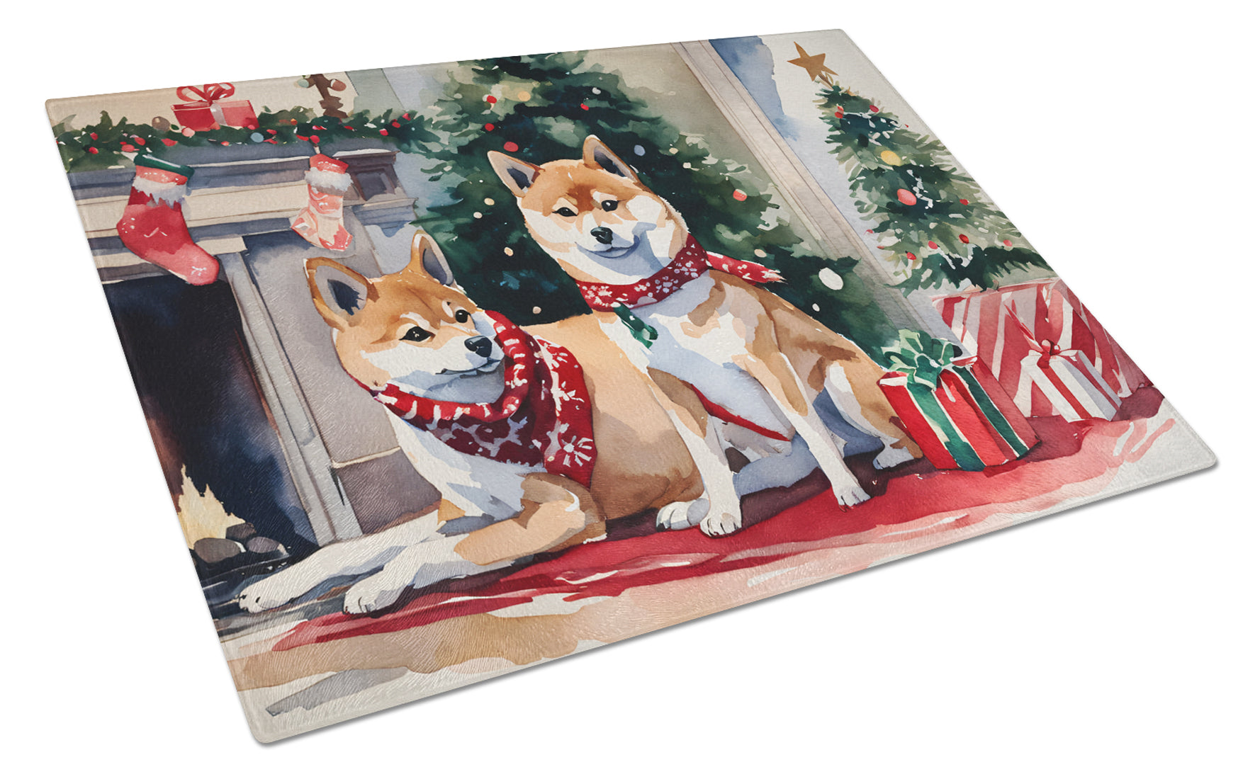 Buy this Shiba Inu Cozy Christmas Glass Cutting Board Large