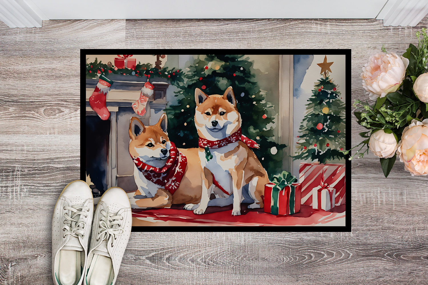 Buy this Shiba Inu Cozy Christmas Doormat