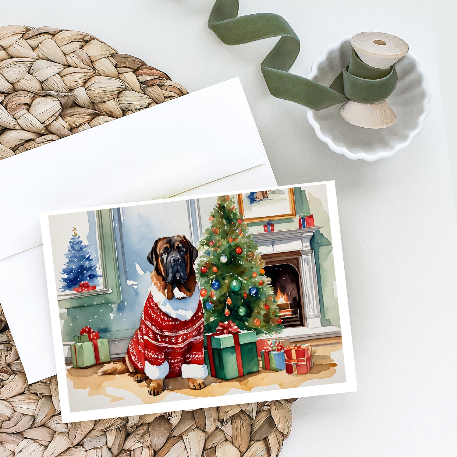 Buy this Tibetan Mastiff Cozy Christmas Greeting Cards Pack of 8