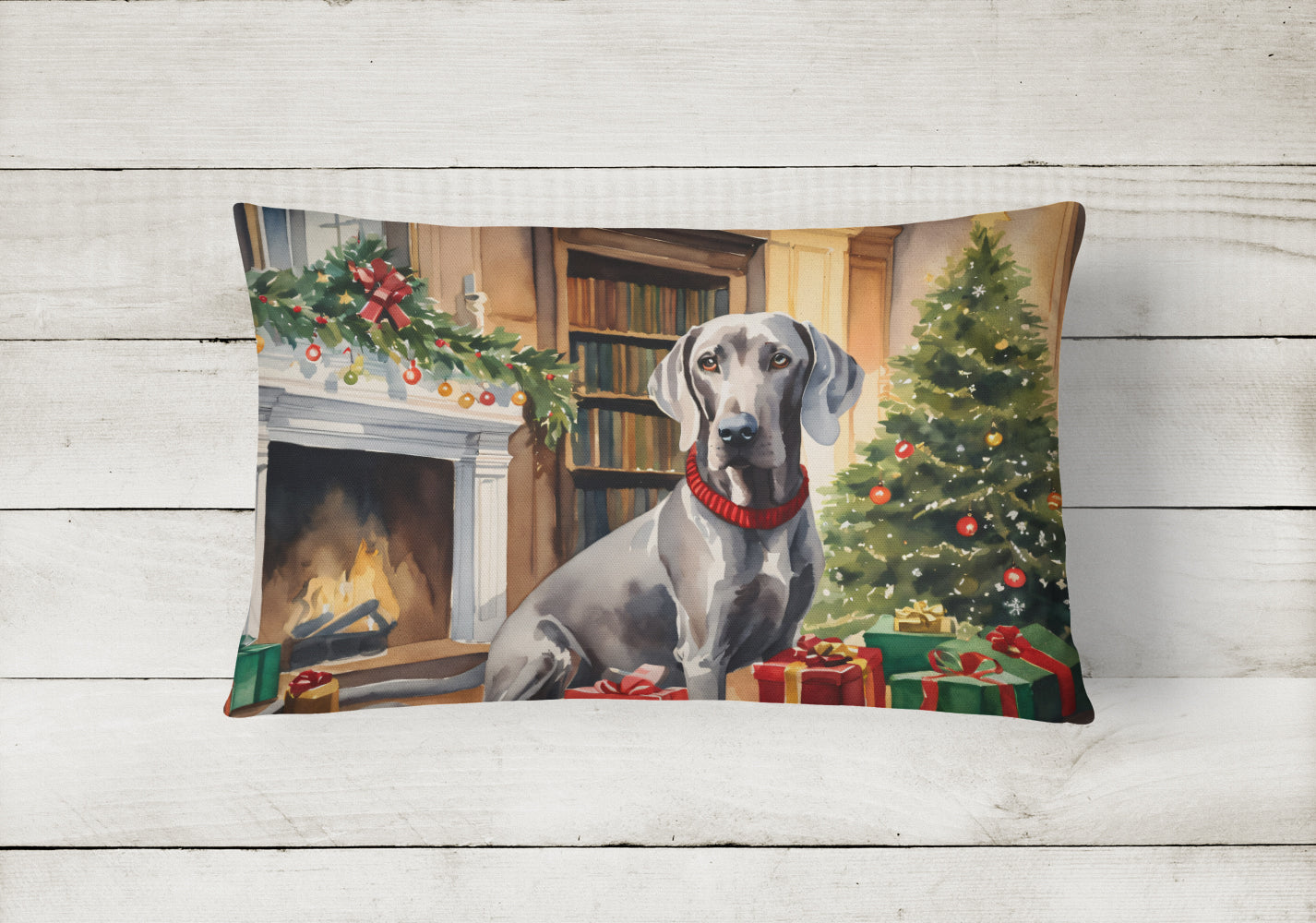 Weimaraner Cozy Christmas Throw Pillow