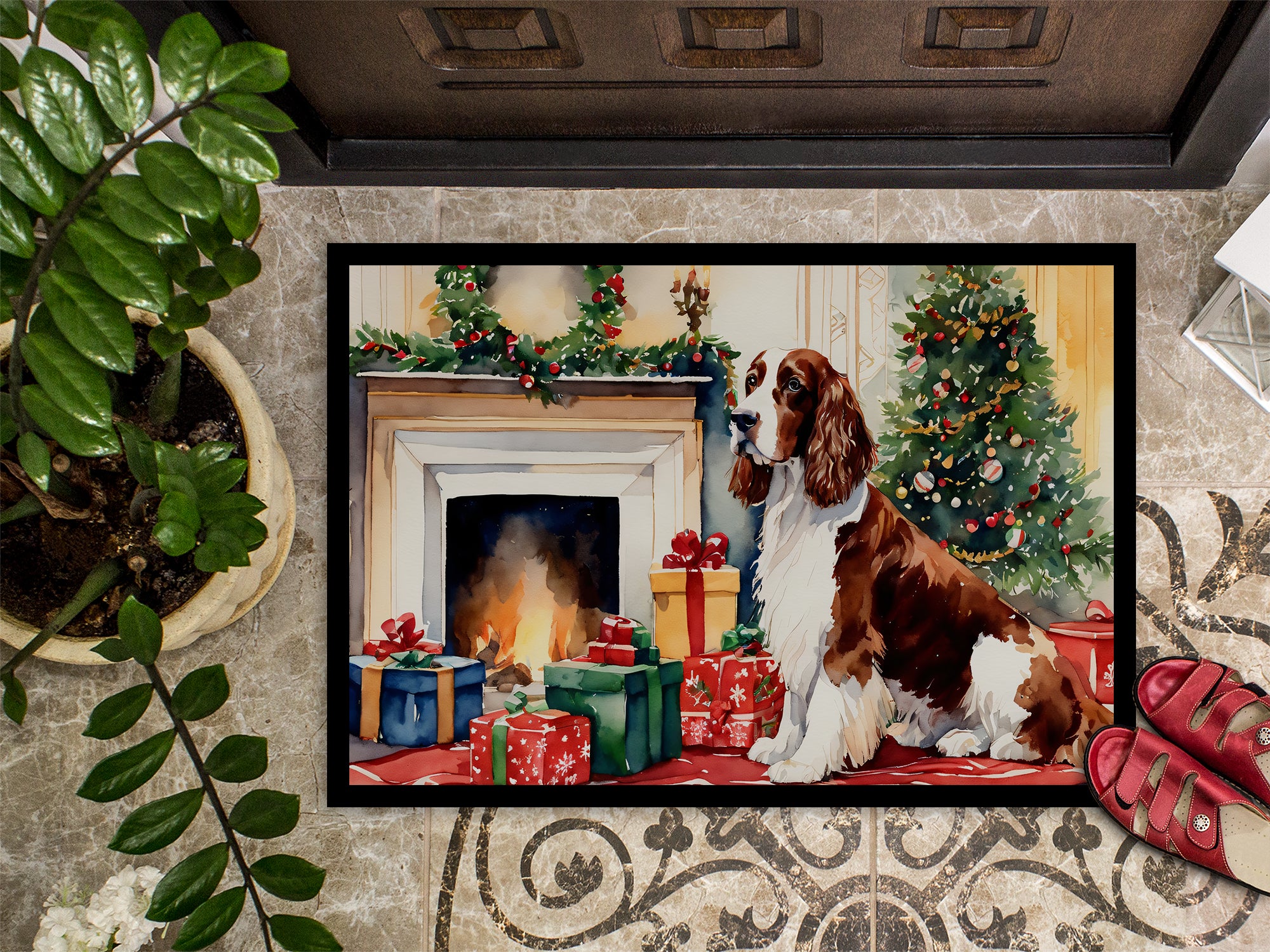 Welsh Springer Spaniel Cozy Christmas Doormat from Caroline's Treasures -  the-store.com