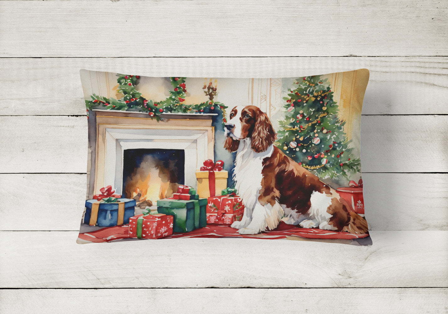 Buy this Welsh Springer Spaniel Cozy Christmas Throw Pillow