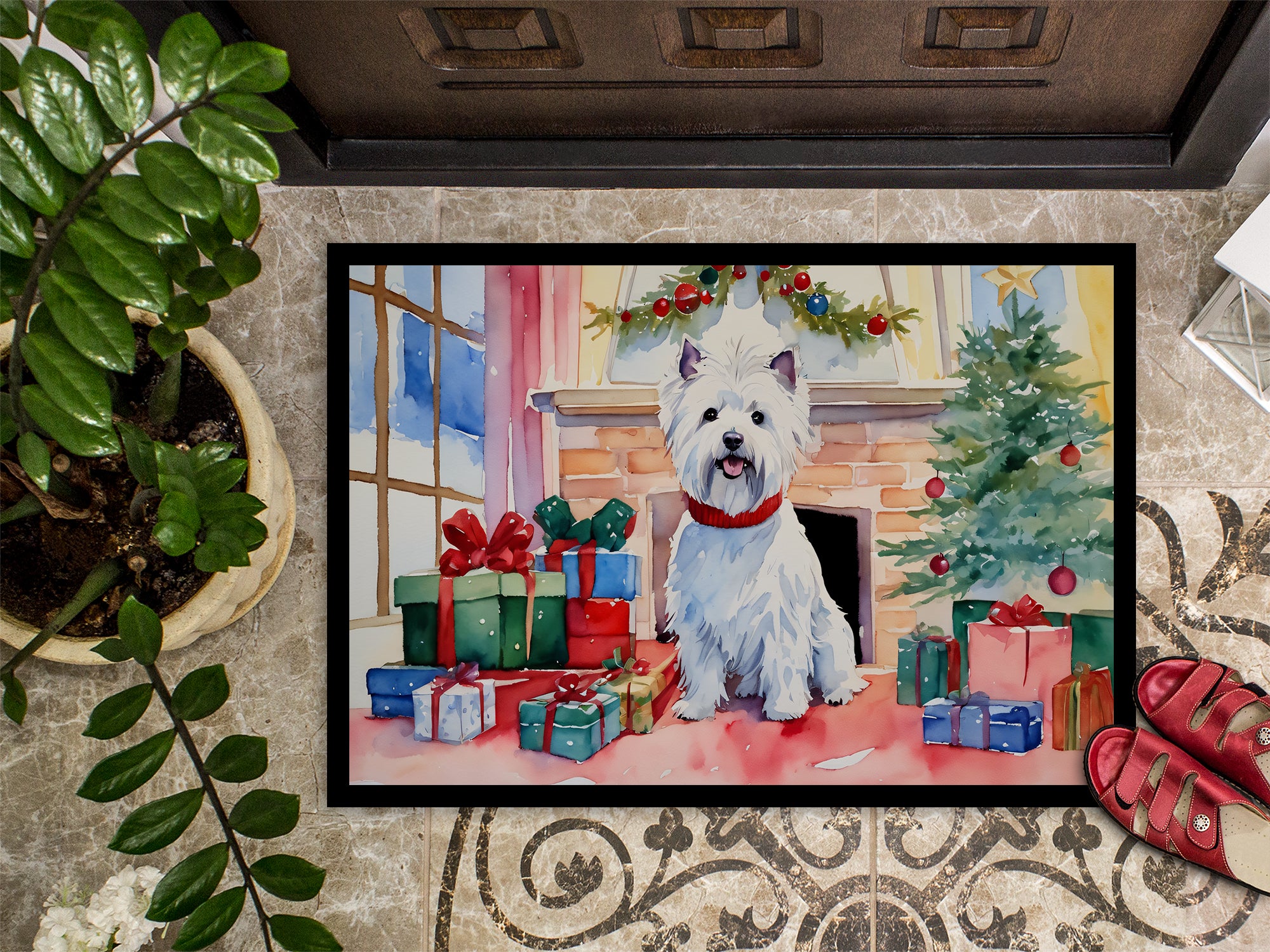 Westie Cozy Christmas Doormat