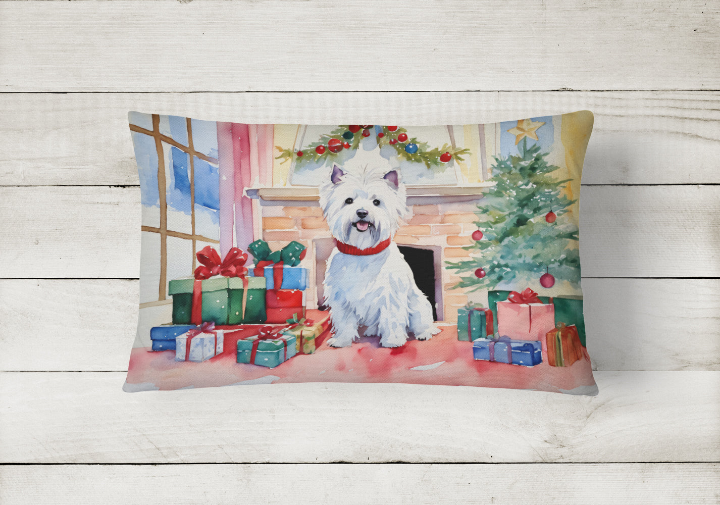 Westie Cozy Christmas Throw Pillow