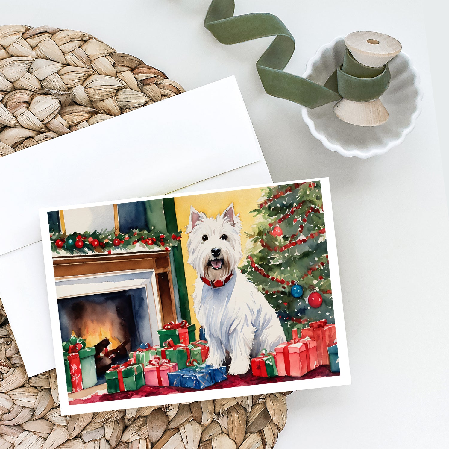 Westie Cozy Christmas Greeting Cards Pack of 8