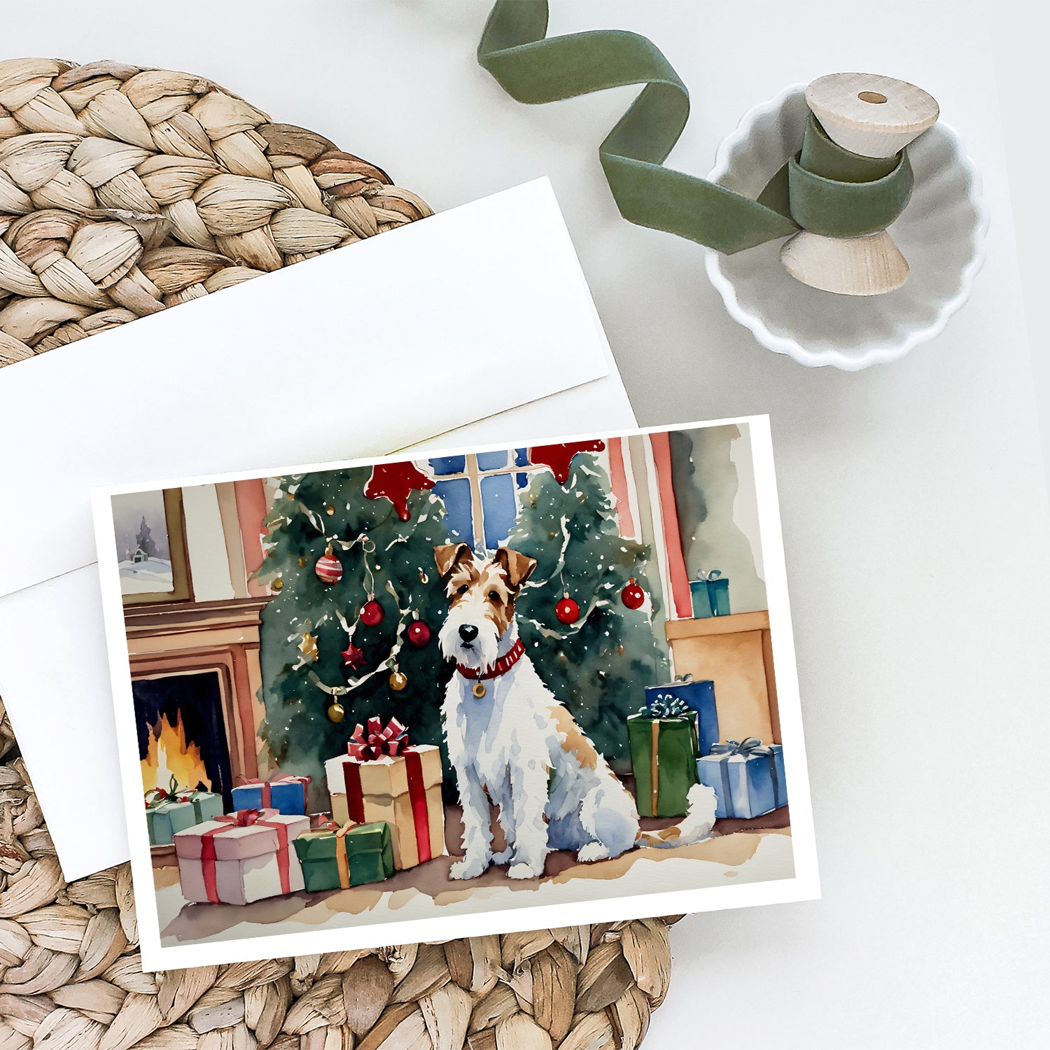 Buy this Fox Terrier Cozy Christmas Greeting Cards Pack of 8