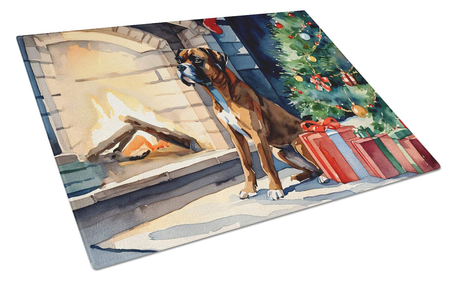 Buy this Boxer Cozy Christmas Glass Cutting Board Large