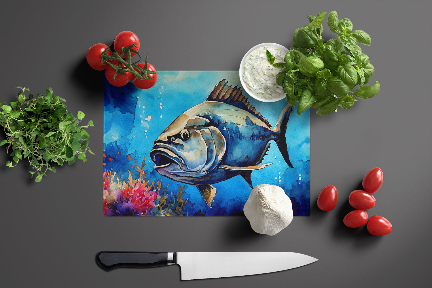 Bluefin Tuna Glass Cutting Board Large