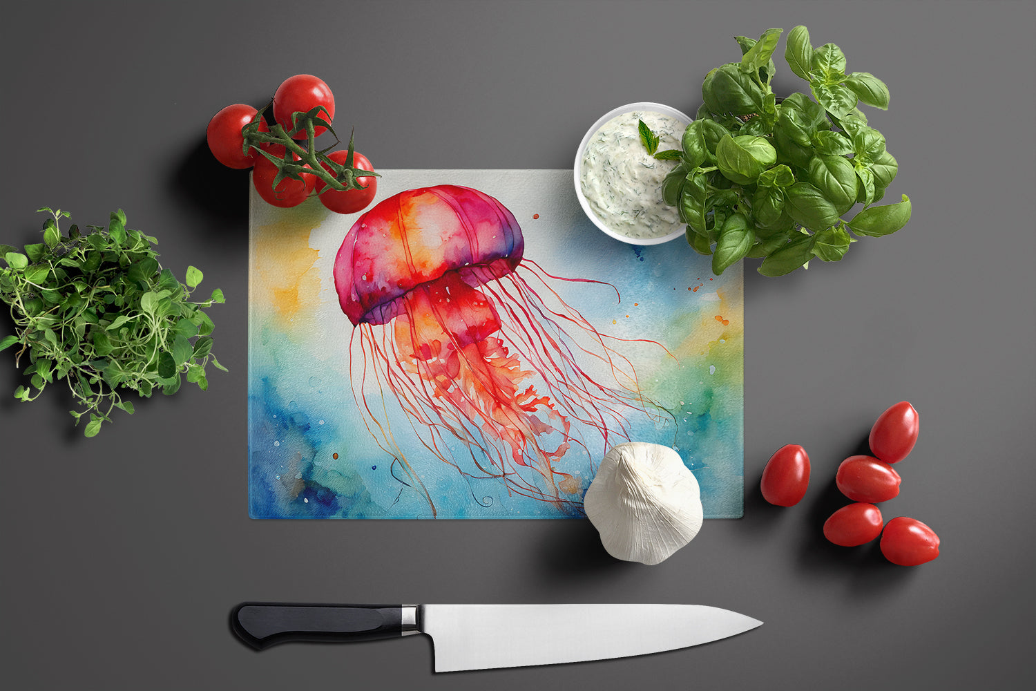 Jellyfish Glass Cutting Board Large