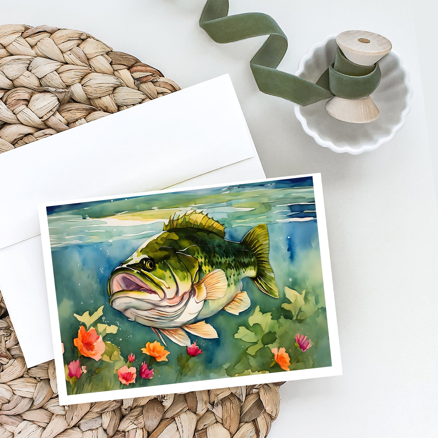 Largemouth Bass Greeting Cards Pack of 8
