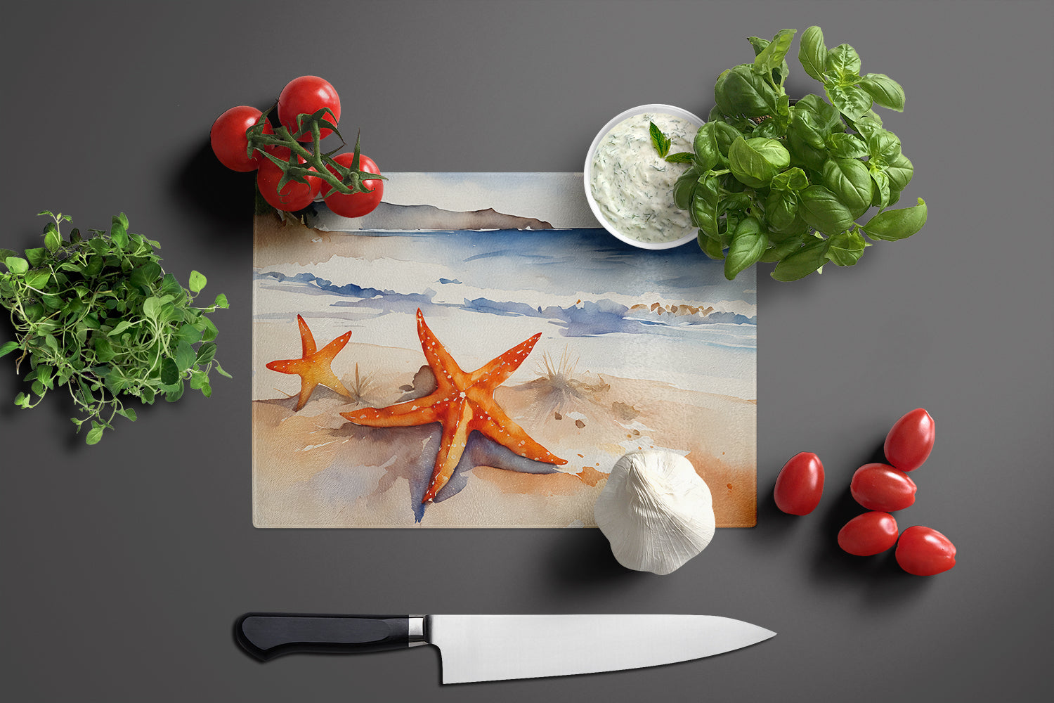 Starfish Glass Cutting Board Large