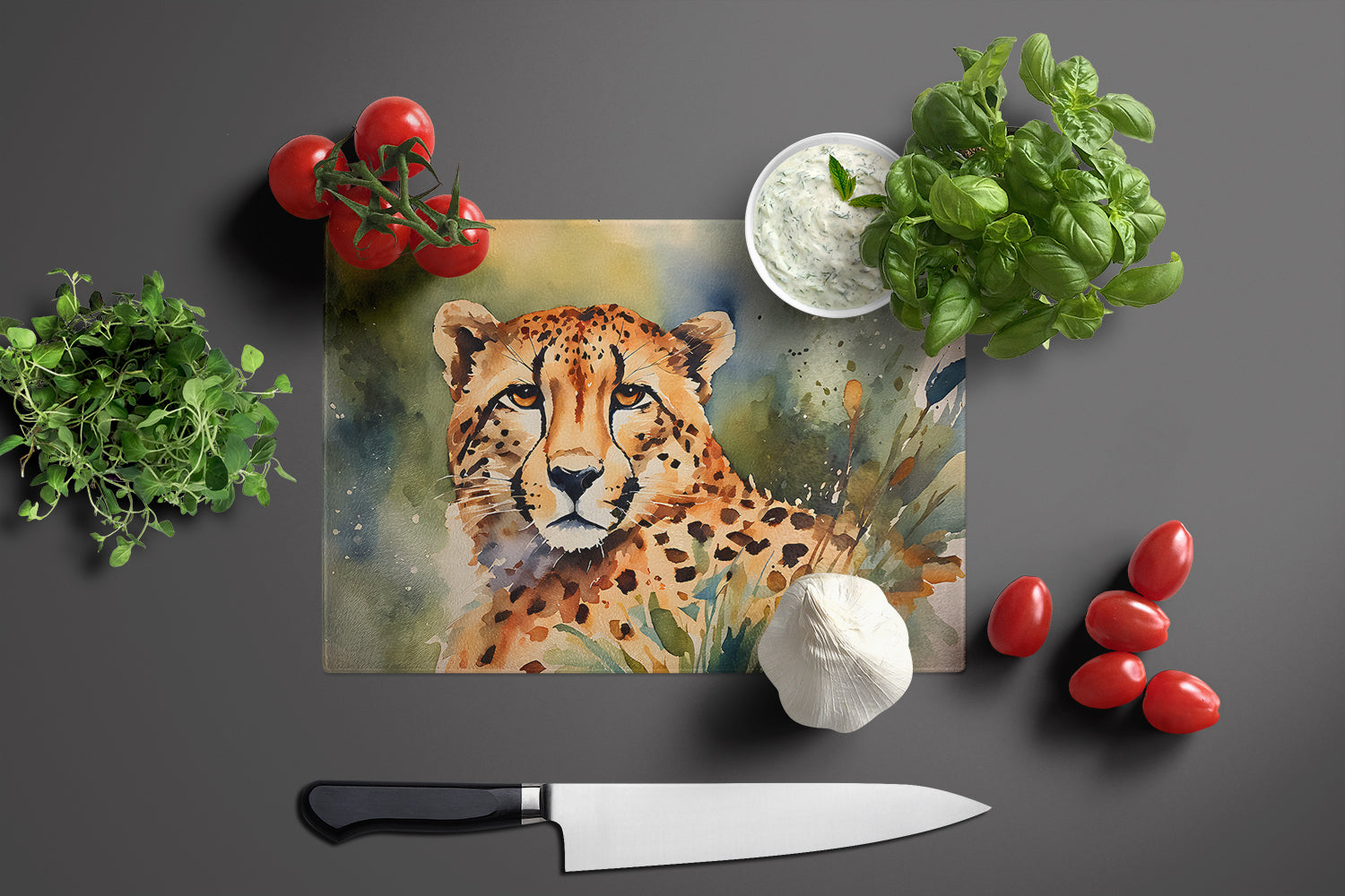 Cheetah Glass Cutting Board Large