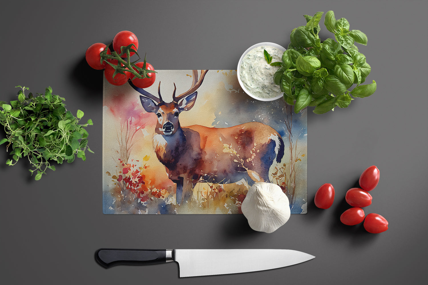 Deer Glass Cutting Board Large