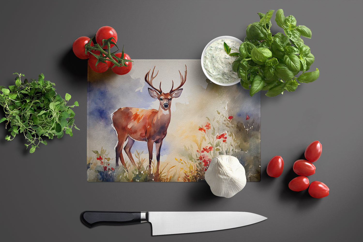 Deer Glass Cutting Board Large