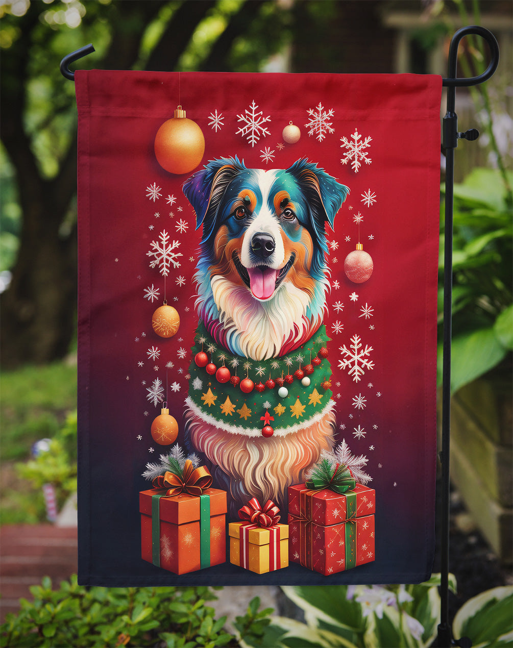 Australian Shepherd Holiday Christmas Garden Flag