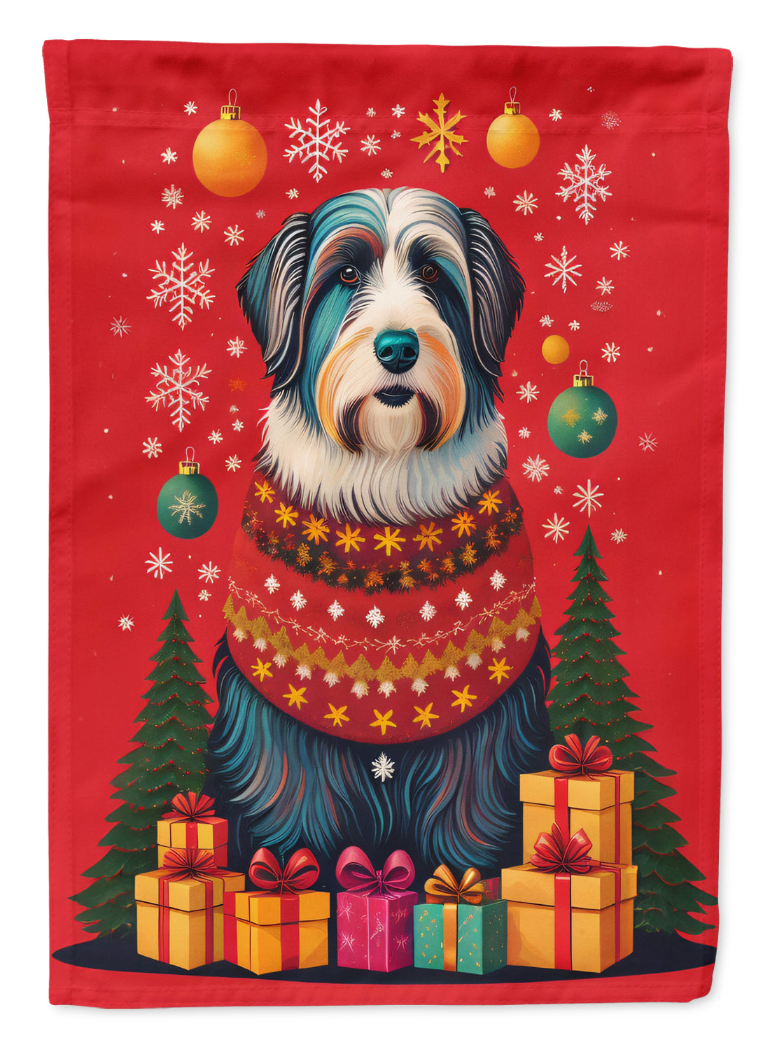 Buy this Bearded Collie Holiday Christmas House Flag