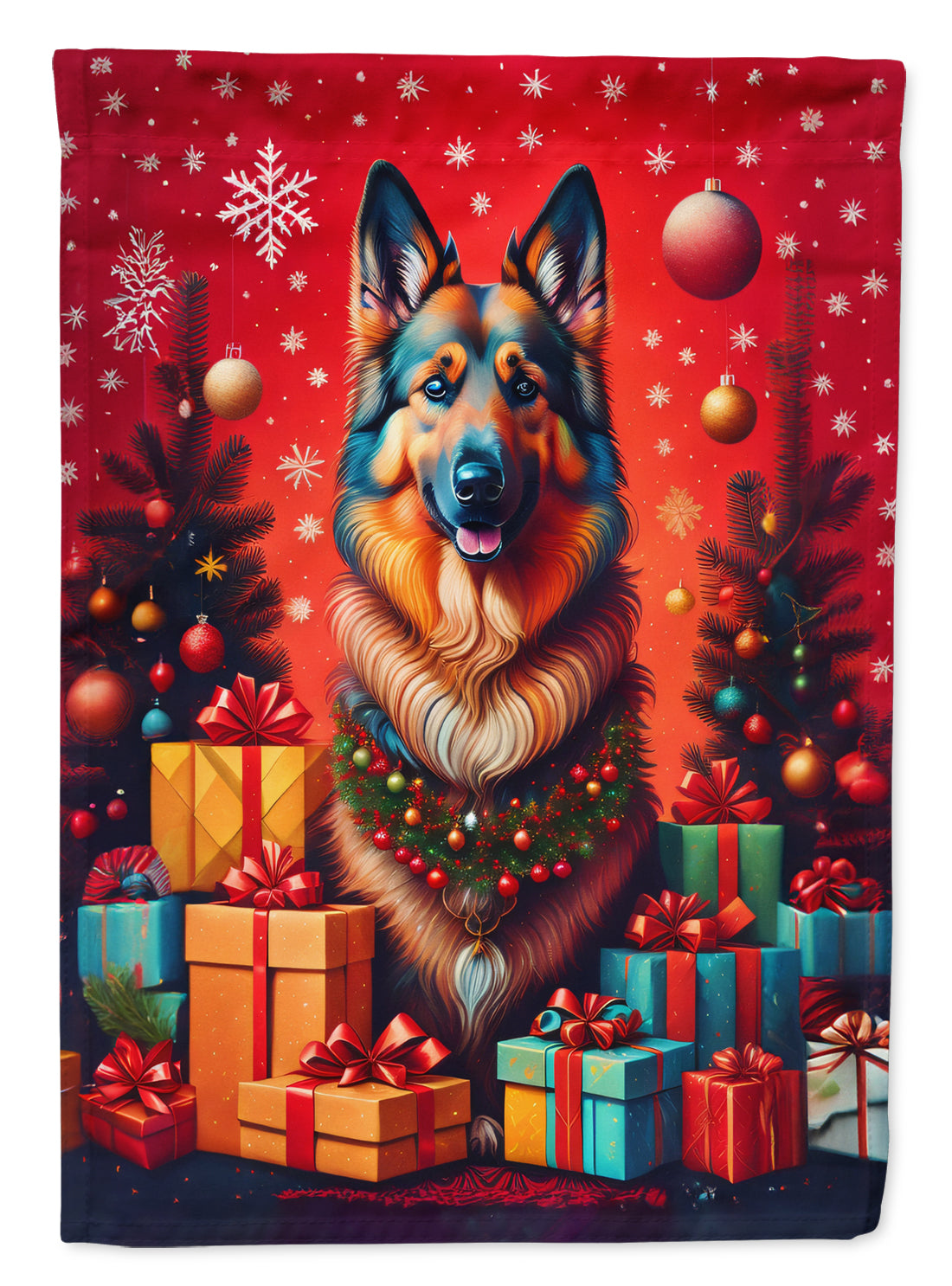 Buy this Belgian Tervuren Holiday Christmas House Flag