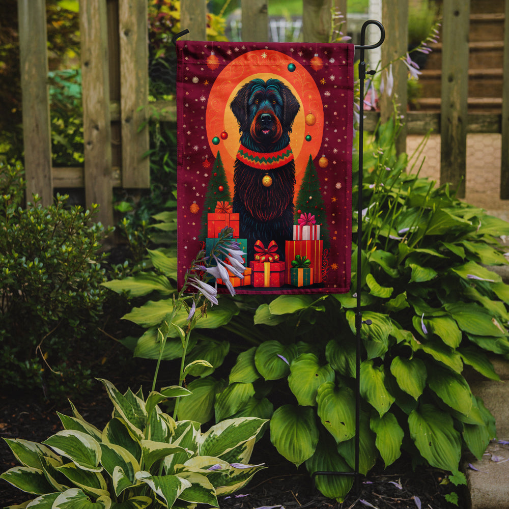 Black Briard Holiday Christmas Garden Flag