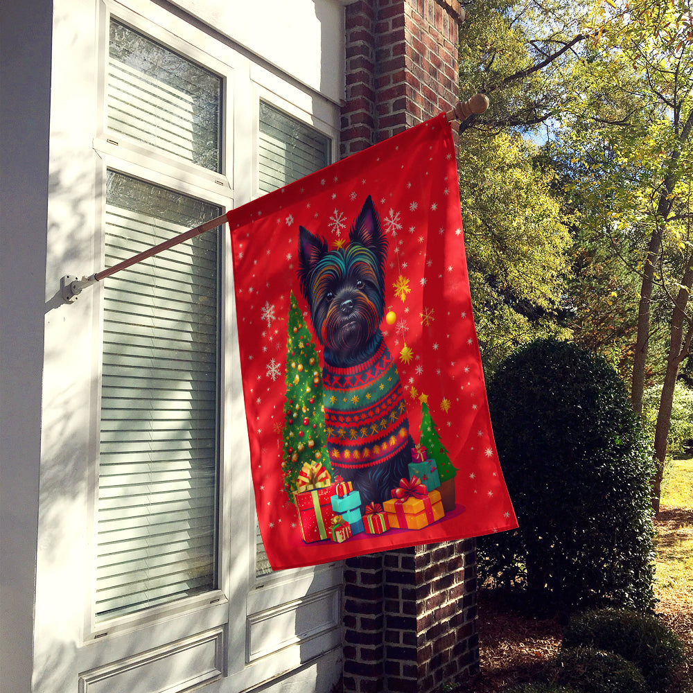 Black Cairn Terrier Holiday Christmas House Flag