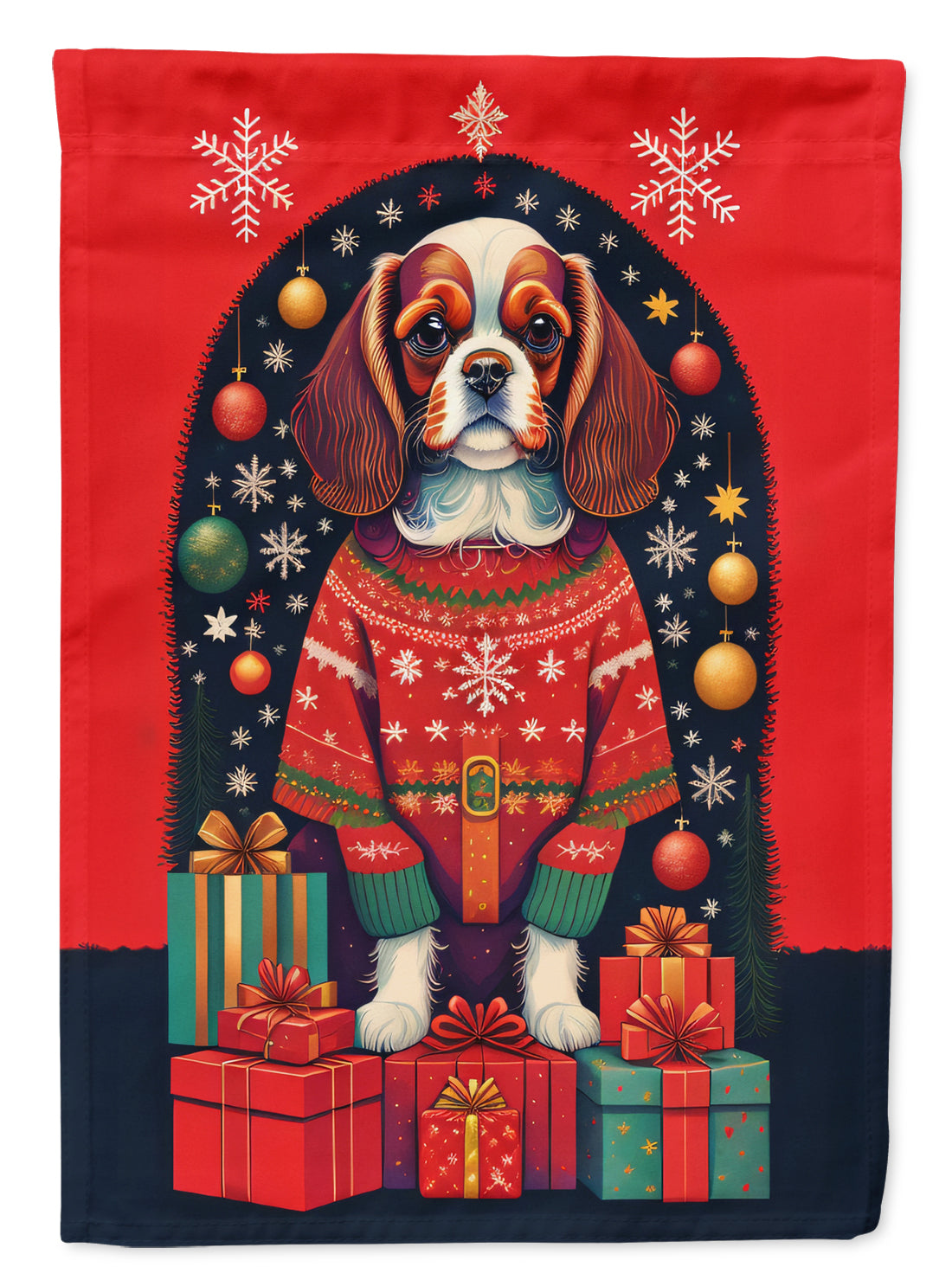 Buy this Cavalier Spaniel Holiday Christmas House Flag