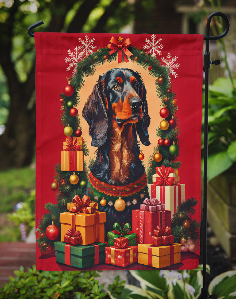 Gordon Setter Holiday Christmas Garden Flag