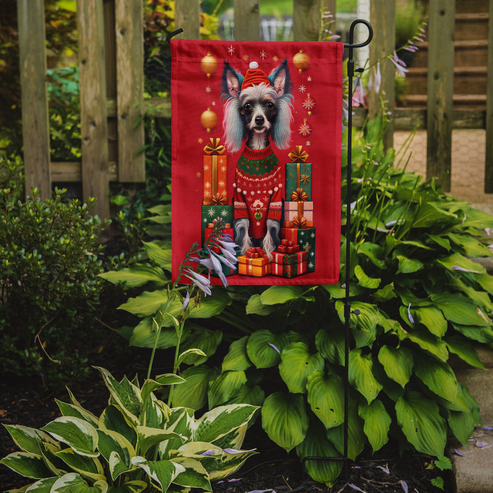 Chinese Crested Holiday Christmas Garden Flag