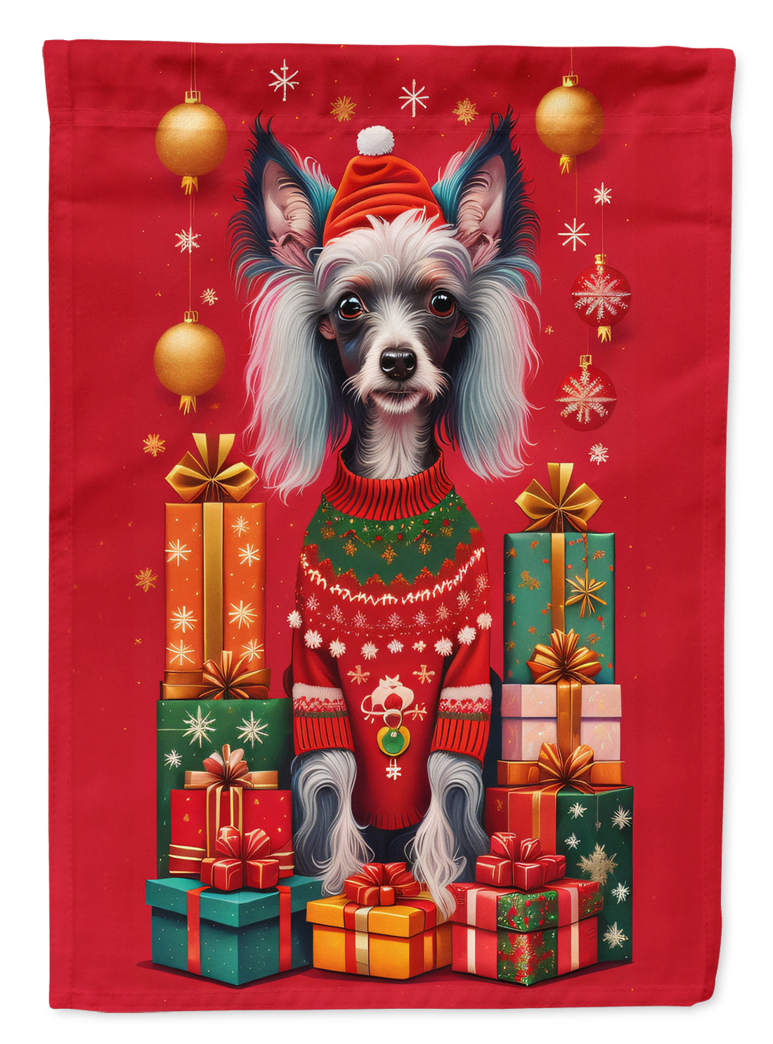 Buy this Chinese Crested Holiday Christmas Garden Flag